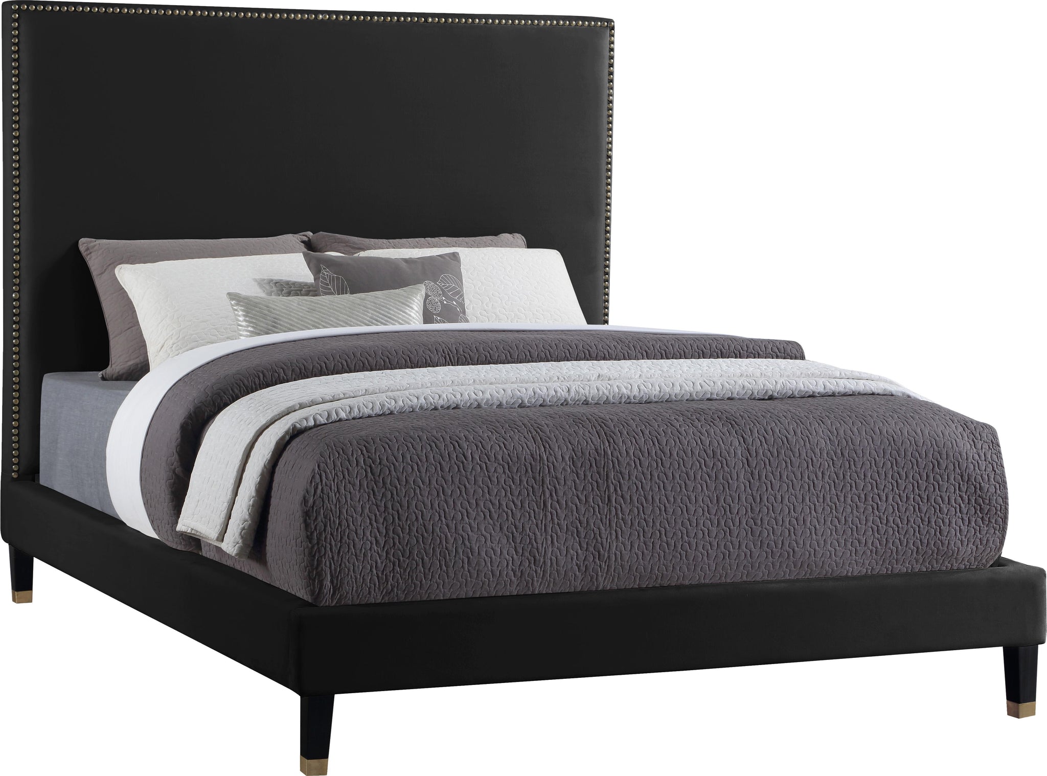 Harlie Black Velvet King Bed