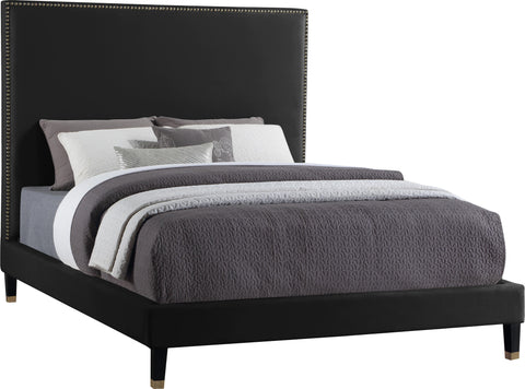 Harlie Black Velvet Queen Bed