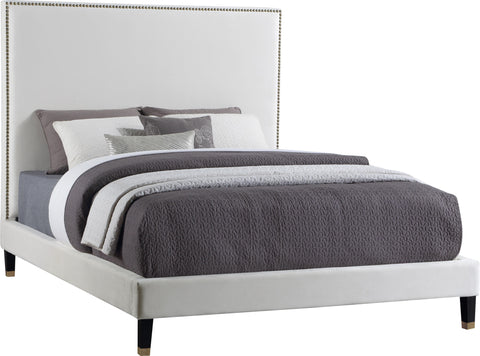 Harlie Cream Velvet King Bed
