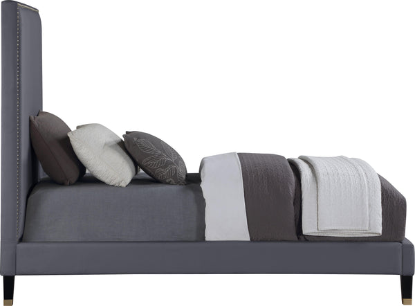 Harlie Grey Velvet Twin Bed