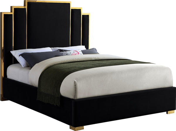 Hugo Black Velvet Queen Bed