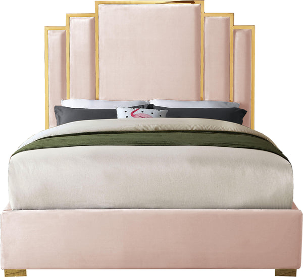 Hugo Pink Velvet King Bed