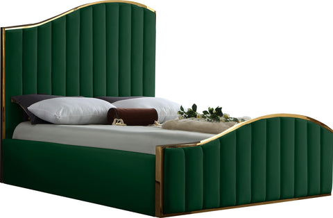 Jolie Green Velvet Queen Bed (3 Boxes)