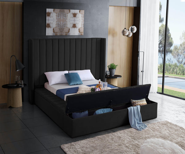 Kiki Black Velvet King Bed (3 Boxes)