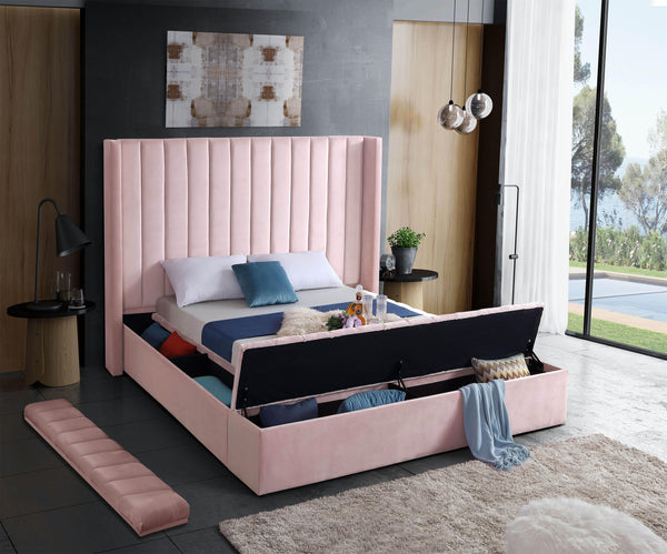 Kiki Pink Velvet Full Bed (3 Boxes)