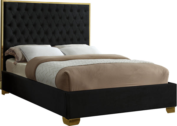 Lana Black Velvet Queen Bed