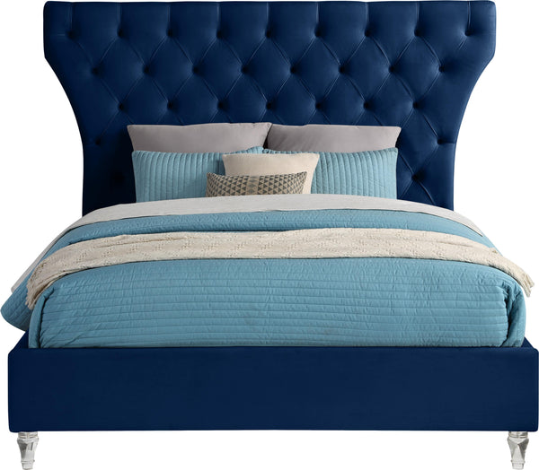 Kira Navy Velvet King Bed