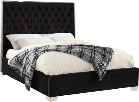 Lexi Black Velvet Queen Bed