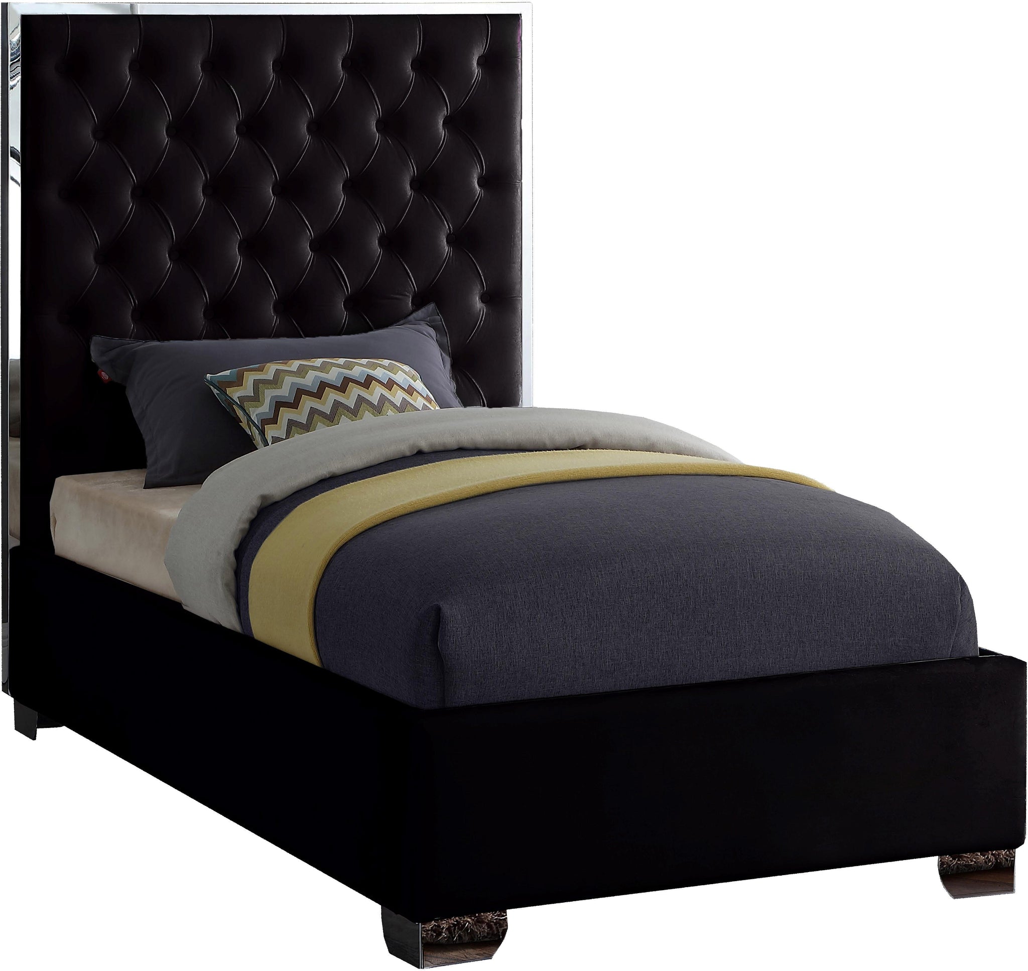 Lexi Black Velvet Twin Bed image