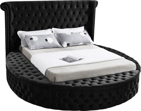Luxus Black Velvet Queen Bed (3 Boxes)