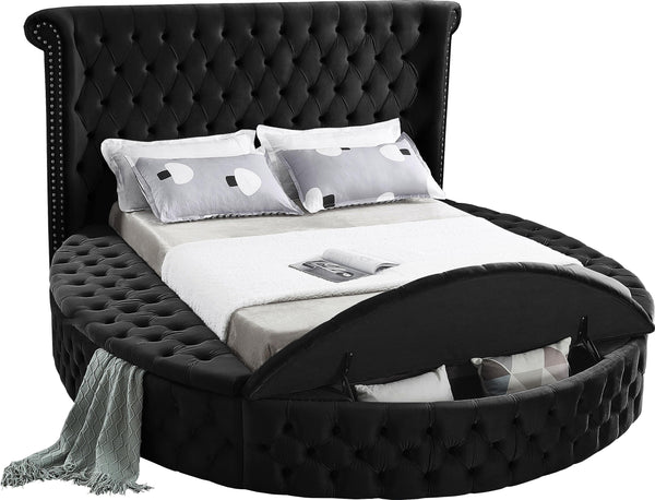 Luxus Black Velvet Queen Bed (3 Boxes)