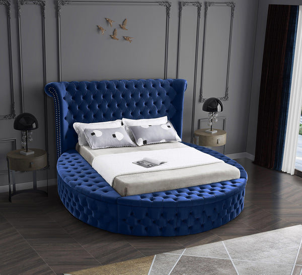 Luxus Navy Velvet Queen Bed (3 Boxes)