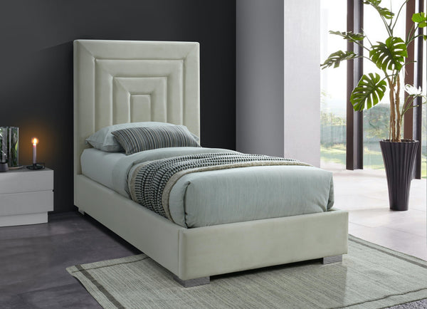 Nora Cream Velvet Twin Bed