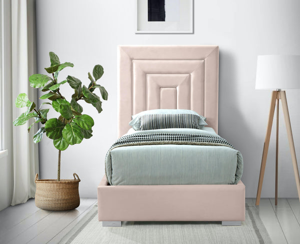 Nora Pink Velvet Twin Bed