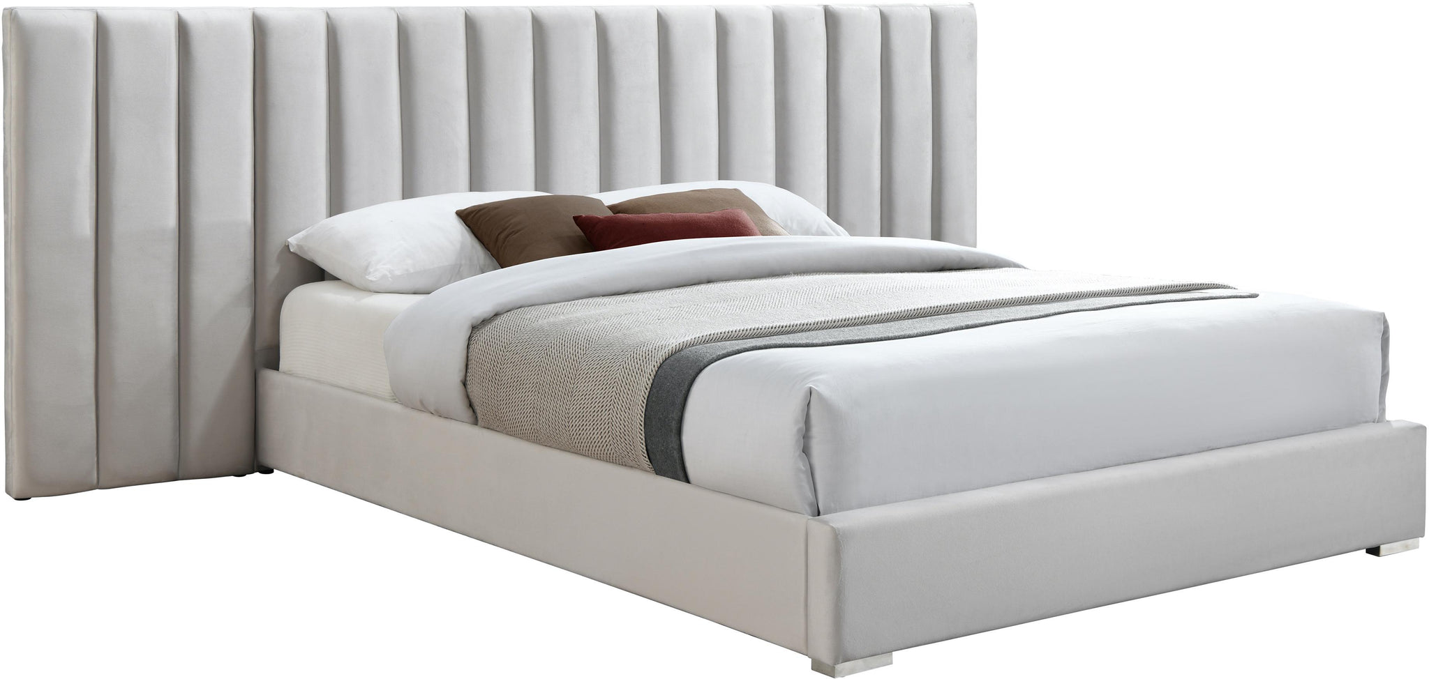 Pablo Cream Velvet Queen Bed