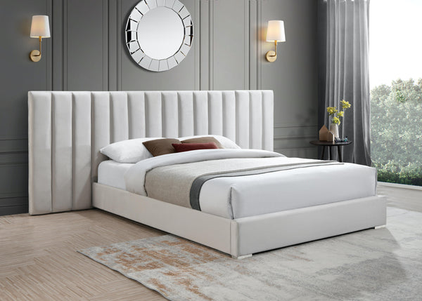 Pablo Cream Velvet Queen Bed