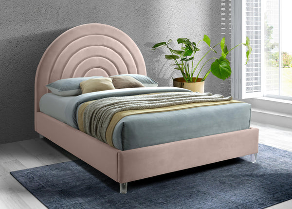 Rainbow Pink Velvet King Bed