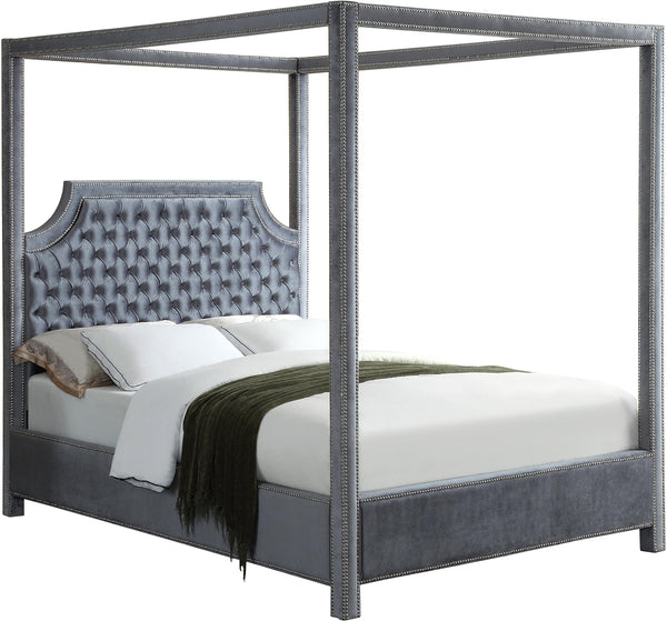 Rowan Grey Velvet Queen Bed (3 Boxes)