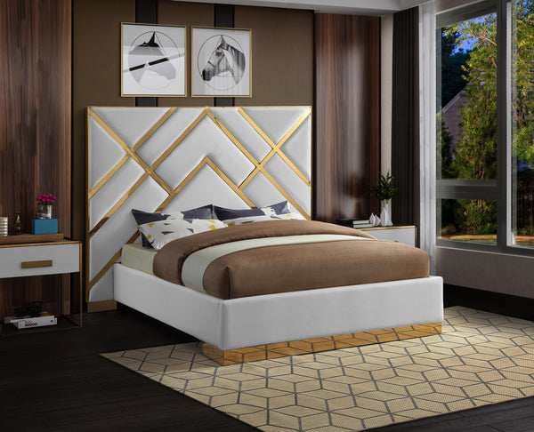 Vector White Faux Leather King Bed