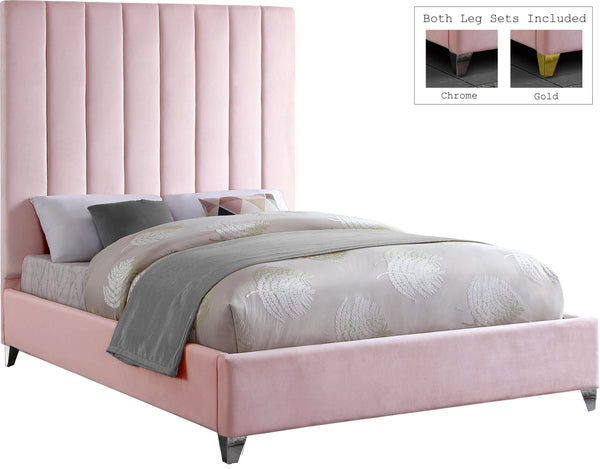 Via Pink Velvet King Bed