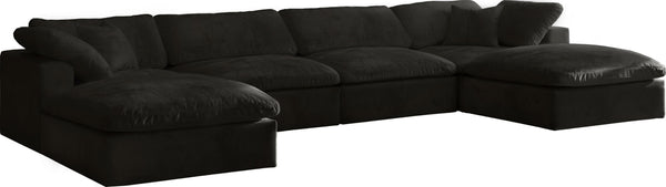 Cozy Black Velvet Cloud Modular Sectional