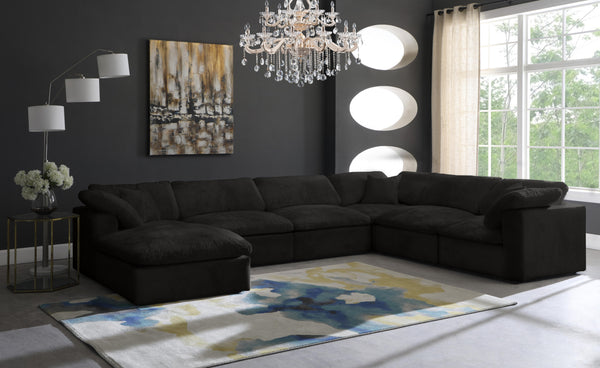 Cozy Black Velvet Cloud Modular Sectional