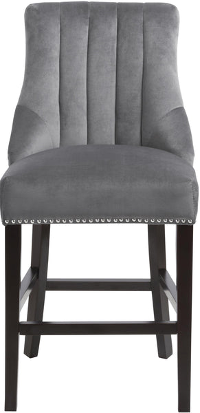 Oxford Grey Velvet Stool