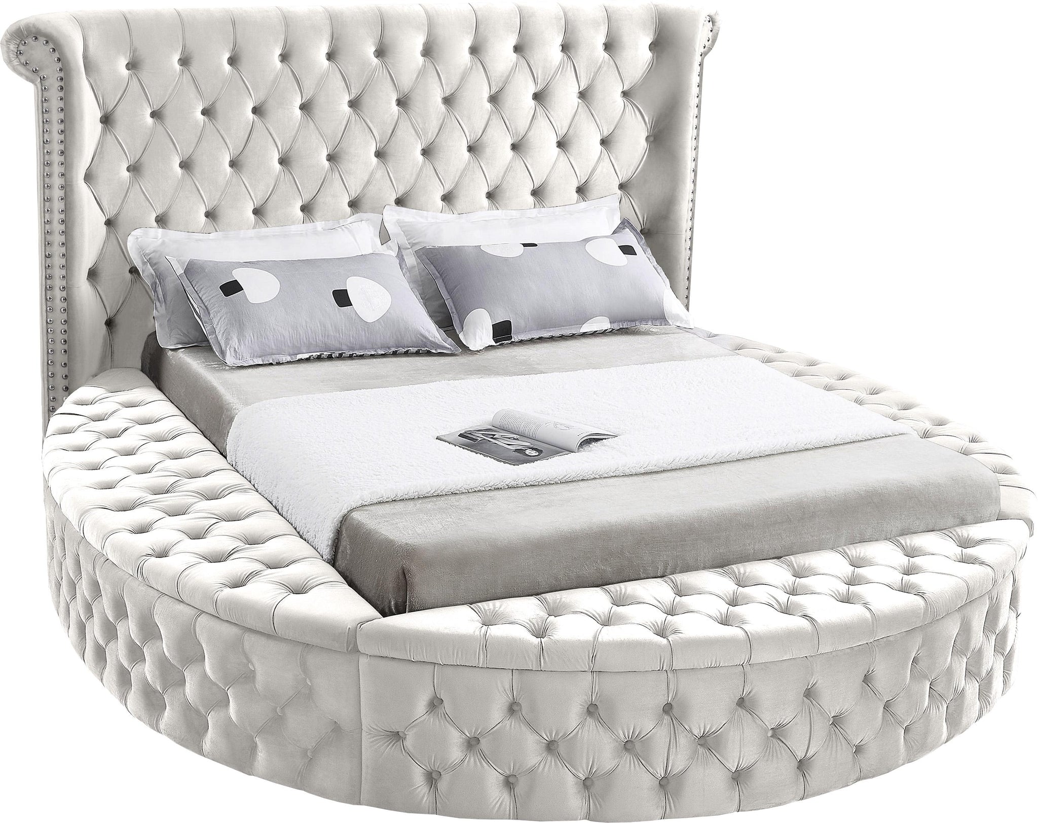 Luxus Cream Velvet Queen Bed (3 Boxes)