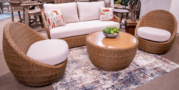 Double Point Outdoor Loveseat/2 Swivel Chairs (Set of 3)