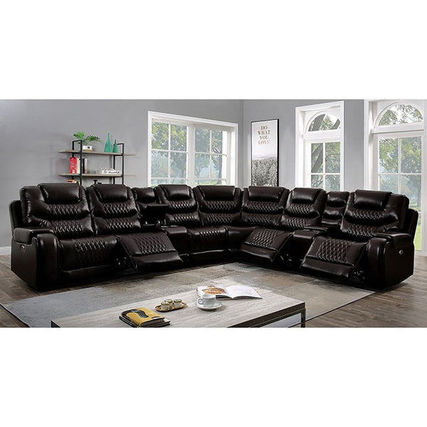 Mariah Power Sectional w/ Recliner Brown