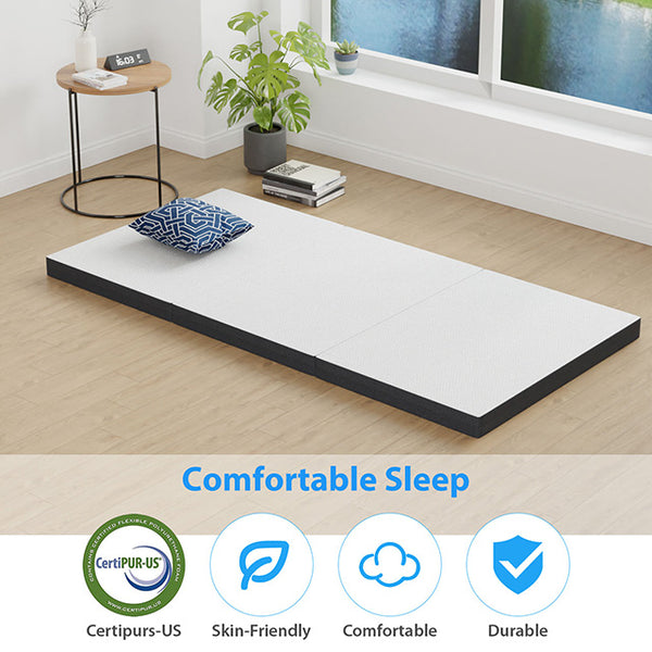 Hollyhock 3" Twin Tri-Fold Memory Foam Topper