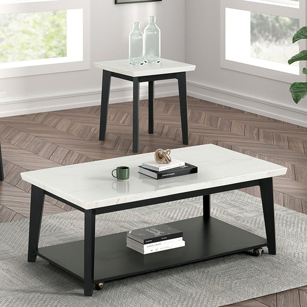 Thisted Rectangle Marble Coffee Table w/ Casters