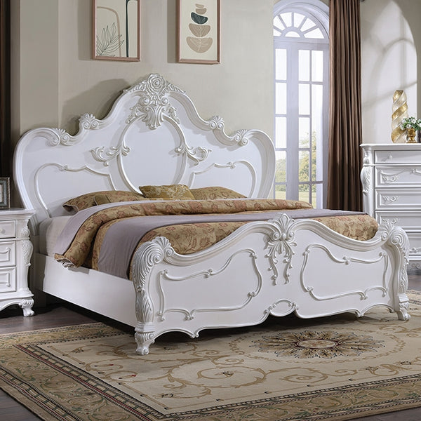 Roselli E.King & Queen Bed White & Chrome