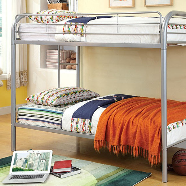 Rainbow Twin/Twin Bunk Bed Black, Silver, & White